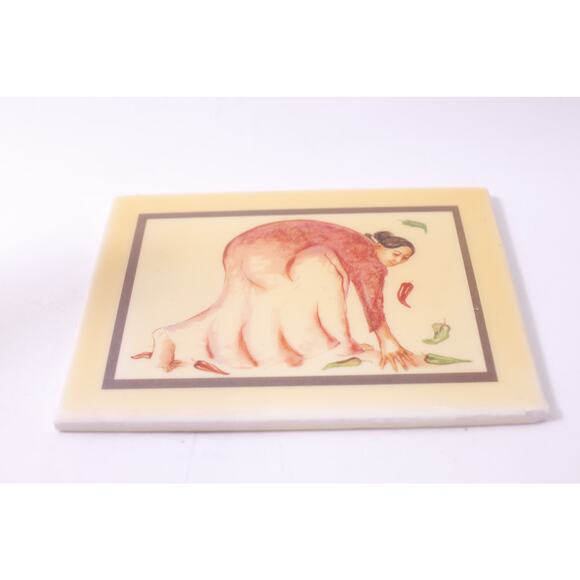 RC Gorman, Native American Woman Gathering Peppers, Ceramic Tile ~ 250605-WH 313 - Picture 1 of 3